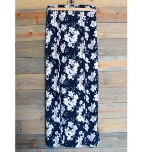 Floral Print Maxi Skirt with Double Slit